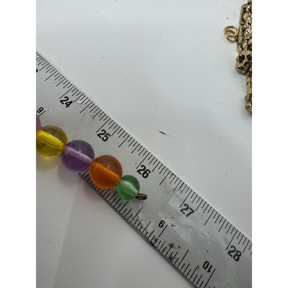 Vintage Rainbow Translucent Bead Necklace Multi Color Jelly Bead 26 Inch Brass - Picture 4 of 4